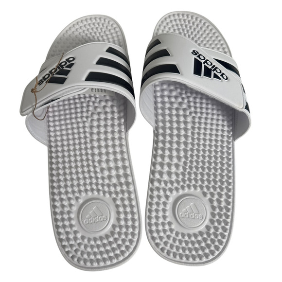 NWB Adidas Adissage Mens White and Black Slide Sandal Size 18 - Picture 4 of 7
